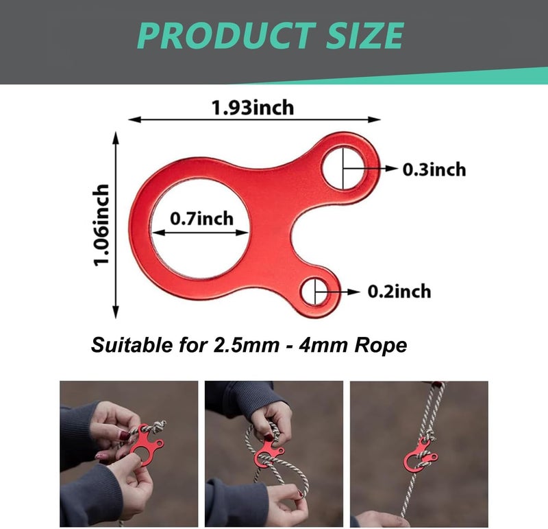 FUSAATOU Rope Tensioners Paracord Tightener Red Guy Lines 4mm Tent String Rope Cinch for Tent Tarp - Image 4